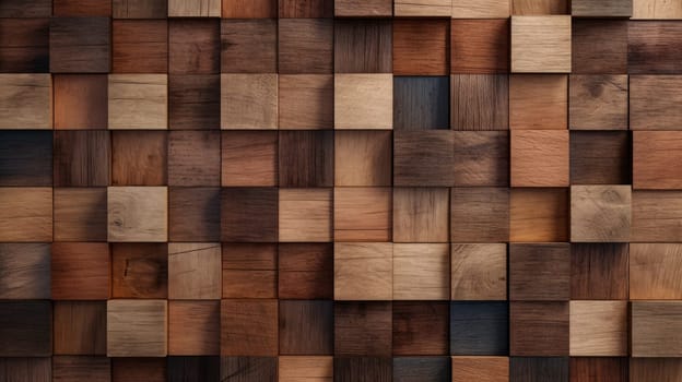 Abstract block stack wooden 3d cubes, rustic wood texture for backdrop. Generative AI
