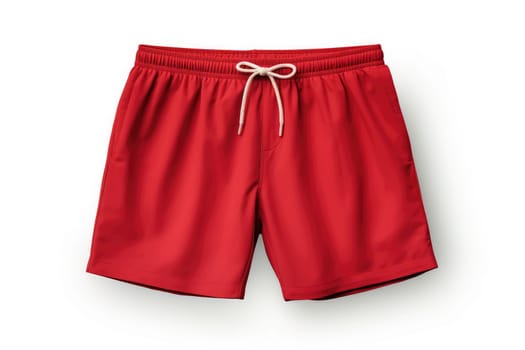 Red summer shorts isolated on white background. Generative AI