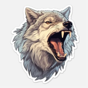 Angry wolf head show his sharp teeth. Generative AI