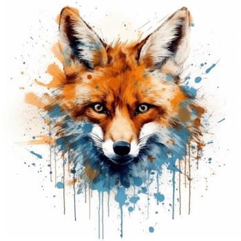Watercolor illustration of a fox, isolated on white background. Generative AI