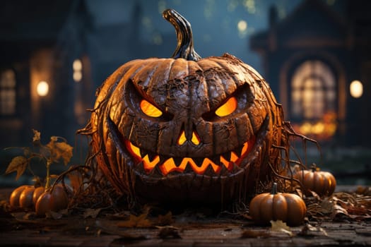 Scary halloween pumpkin. Generative AI