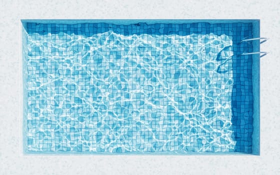 Swimming pool with blue water inside, 3d rendering.
