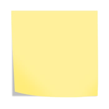 A blank post note with copy space on white with clipping path to remove shadow 3d illustration