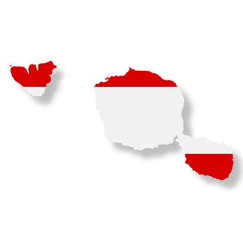 A Tahiti flag map on white background with clipping path 3d illustration