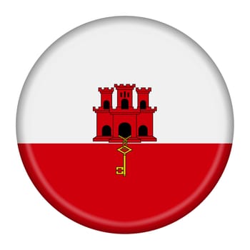 A Gibraltar button 3d illustration with clipping path red white castle