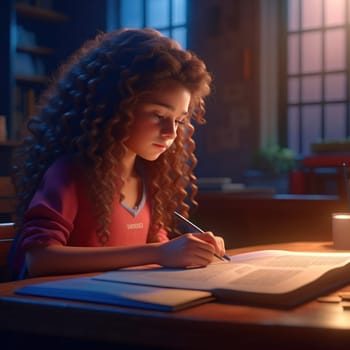 Girl with a book. Image created by AI