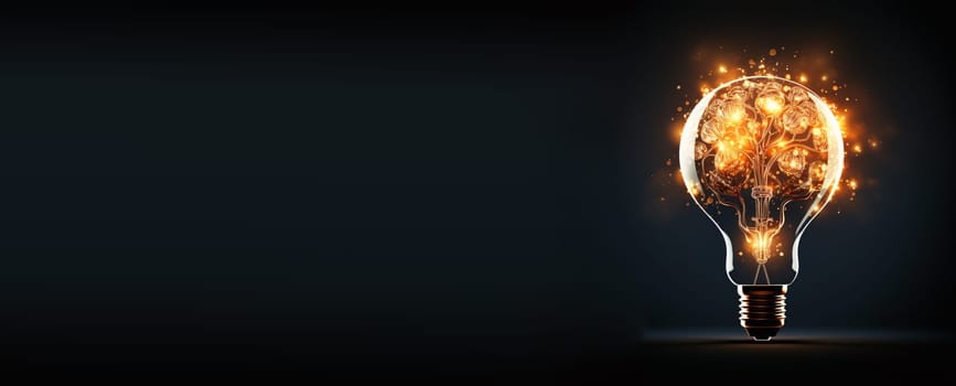 Light bulb with trees and fairy light, idea and vision concept, brainstorming for solution, innovation and imagination of the fututre, generative AI