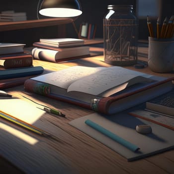 Books on the table. Image created by AI
