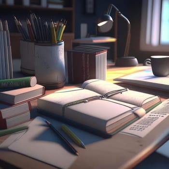 Books on the table. Image created by AI