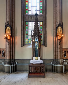 Istanbul, Turkey - May 13, 2023: Interior of St. Anthony of Padua Church, the largest Roman Catholic Church in Istanbul, located in Istiklal Street