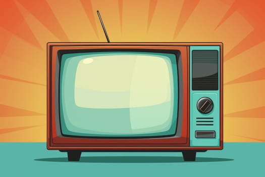 Vintage TV against the wall. Retro style. Generative AI