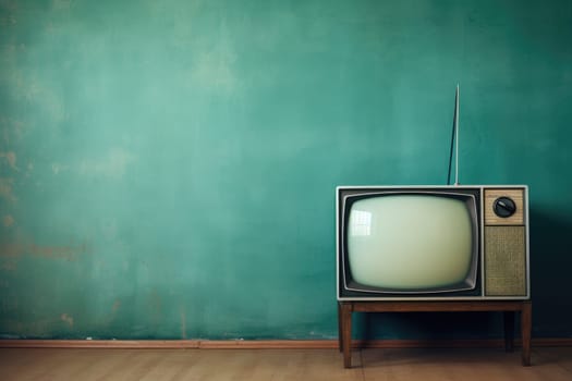 Vintage TV against the wall. Retro style. Generative AI