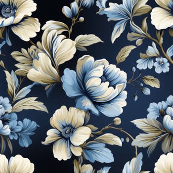 Blue floral seamless pattern wallpaper on the wall. Generative AI