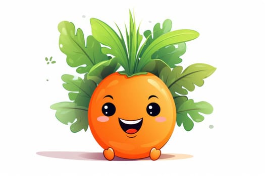 Cartoon carrot with happy faces on white background. Generative AI