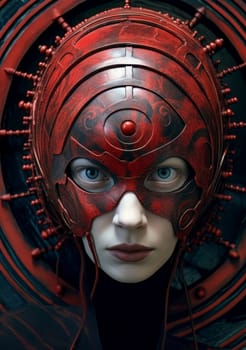 An intriguing photo featuring a girl wearing a steampunk mask, embodying a unique fusion of fashion and rebellion