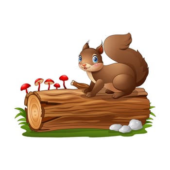 Cartoon squirrel holding acorn