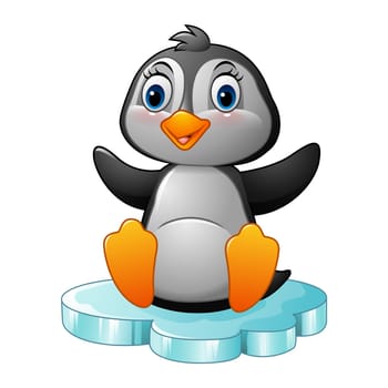 Cartoon penguin standing on floe