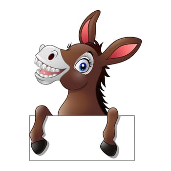 Cartoon donkey holding blank sign