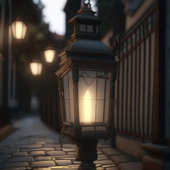 Lanterns on the street. Image created by AI
