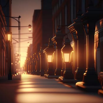 Lanterns on the street. Image created by AI