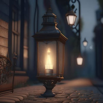 Lanterns on the street. Image created by AI