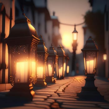 Lanterns on the street. Image created by AI