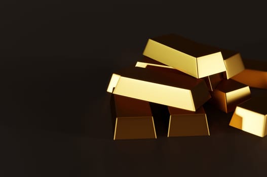 3D Illustration , Gold bars and Financial and business concept .
