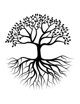 Tree silhouette with root
