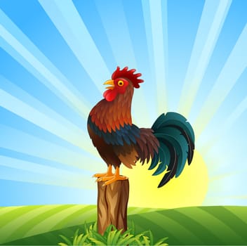 Cartoon rooster crowing