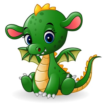 Cartoon baby dragon sitting