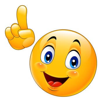 Cartoon smiley emoticon making a point