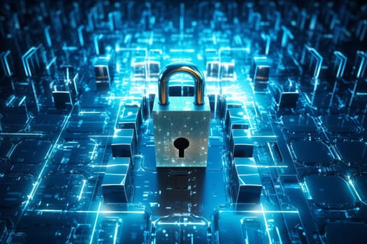 Padlock on top of a computer keyboard.