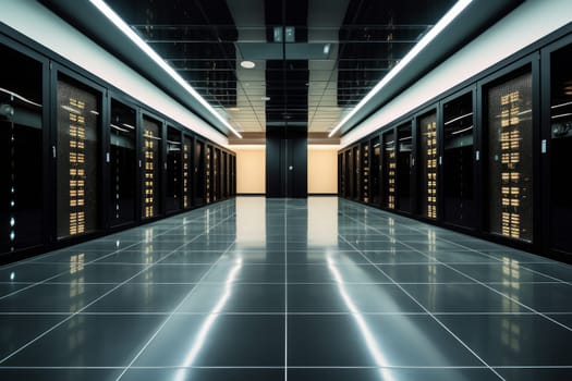 A large room with rows of servers in it