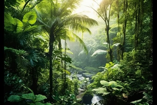 A lush green forest filled with lots of trees