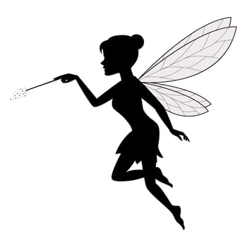 Cute silhouette fairy flying