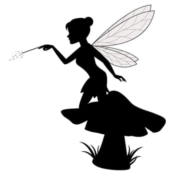 Cute silhouette fairy flying