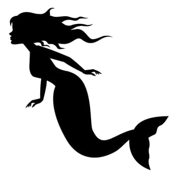 Mermaid silhouette swimming