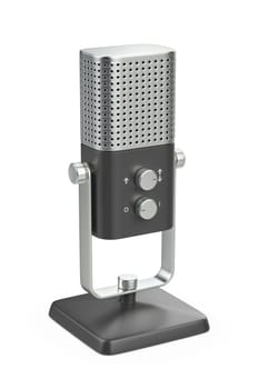 Modern studio microphone on white background