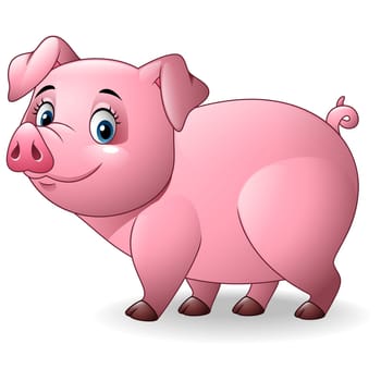 Cartoon pig isolated on white background