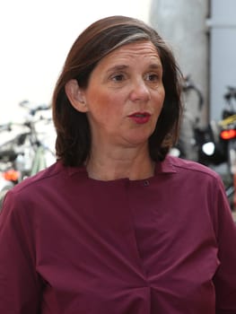 Katrin Göring-Eckardt (Bündnis 90-Die Grünen)  während TourDeDemokratie in der Gedenkstätte Moritzplatz Magdeburg am 19.07.2023