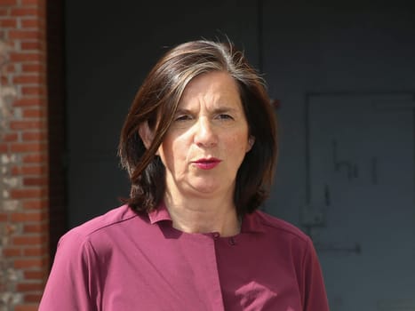 Katrin Göring-Eckardt (Bündnis 90-Die Grünen)  während TourDeDemokratie in der Gedenkstätte Moritzplatz Magdeburg am 19.07.2023