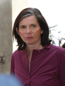 Katrin Göring-Eckardt (Bündnis 90-Die Grünen)  während TourDeDemokratie in der Gedenkstätte Moritzplatz Magdeburg am 19.07.2023