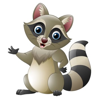 Cartoon funny raccoon sitting