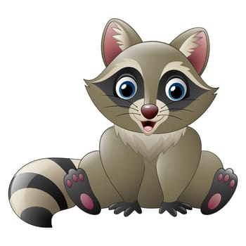 Cartoon funny raccoon sitting
