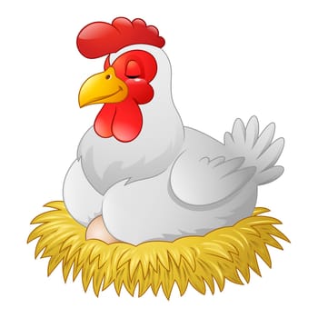 Cartoon hen isolated on white background