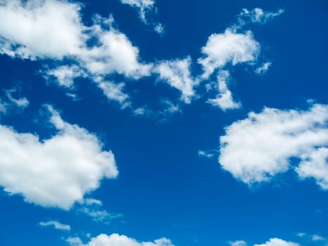 Full frame view of blue sky interspersed with white clouds.