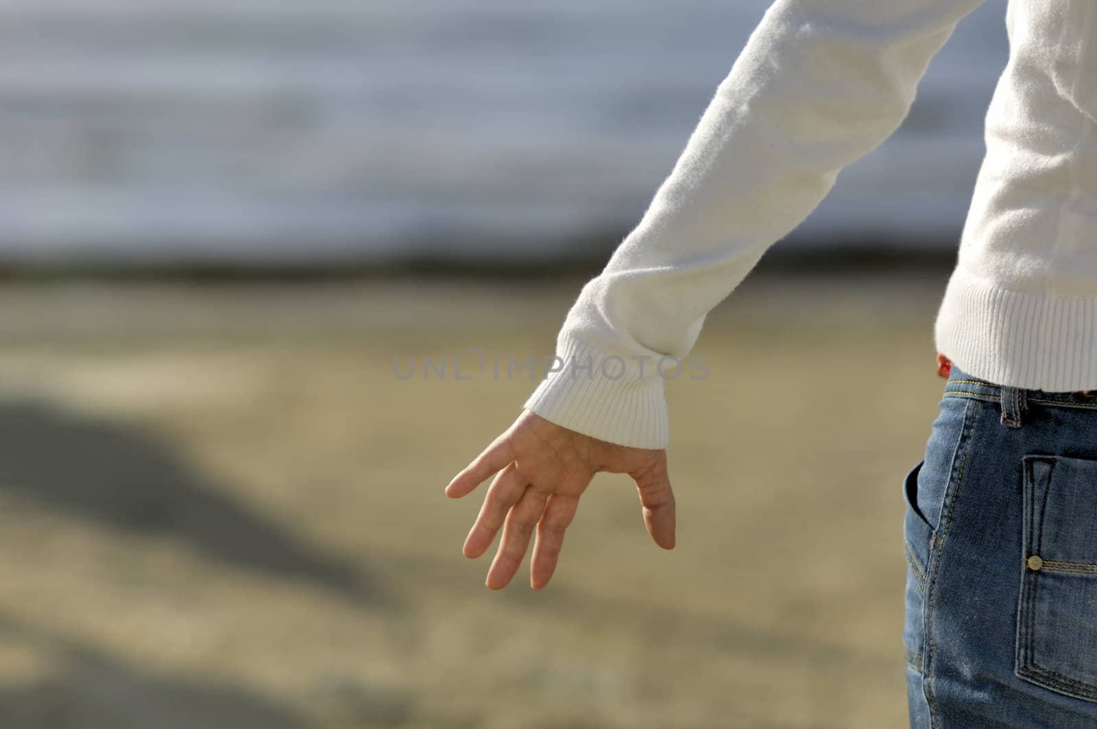 Woman waiting her boyfriend hand