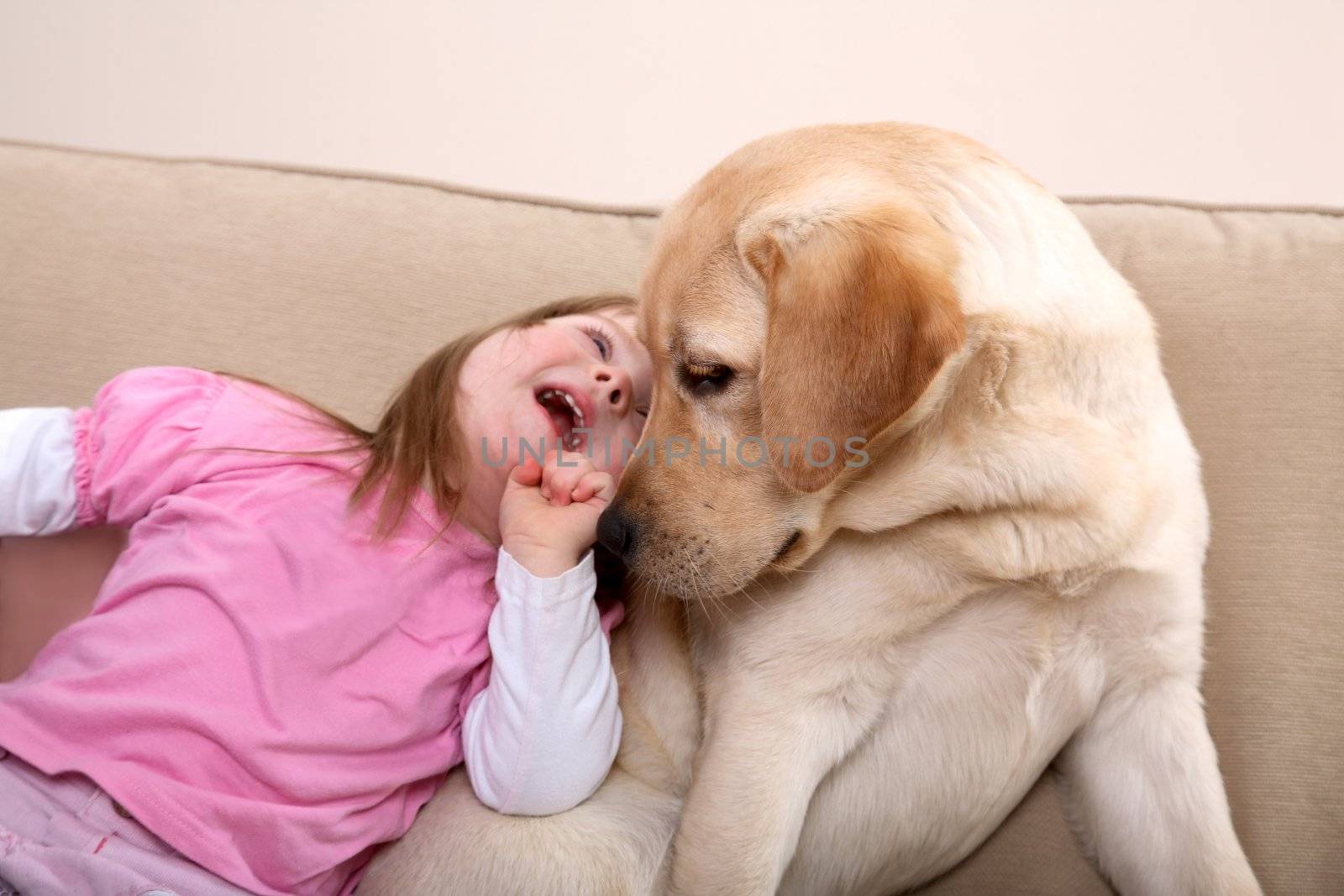 Dog therapy for girl with Down Syndrome.