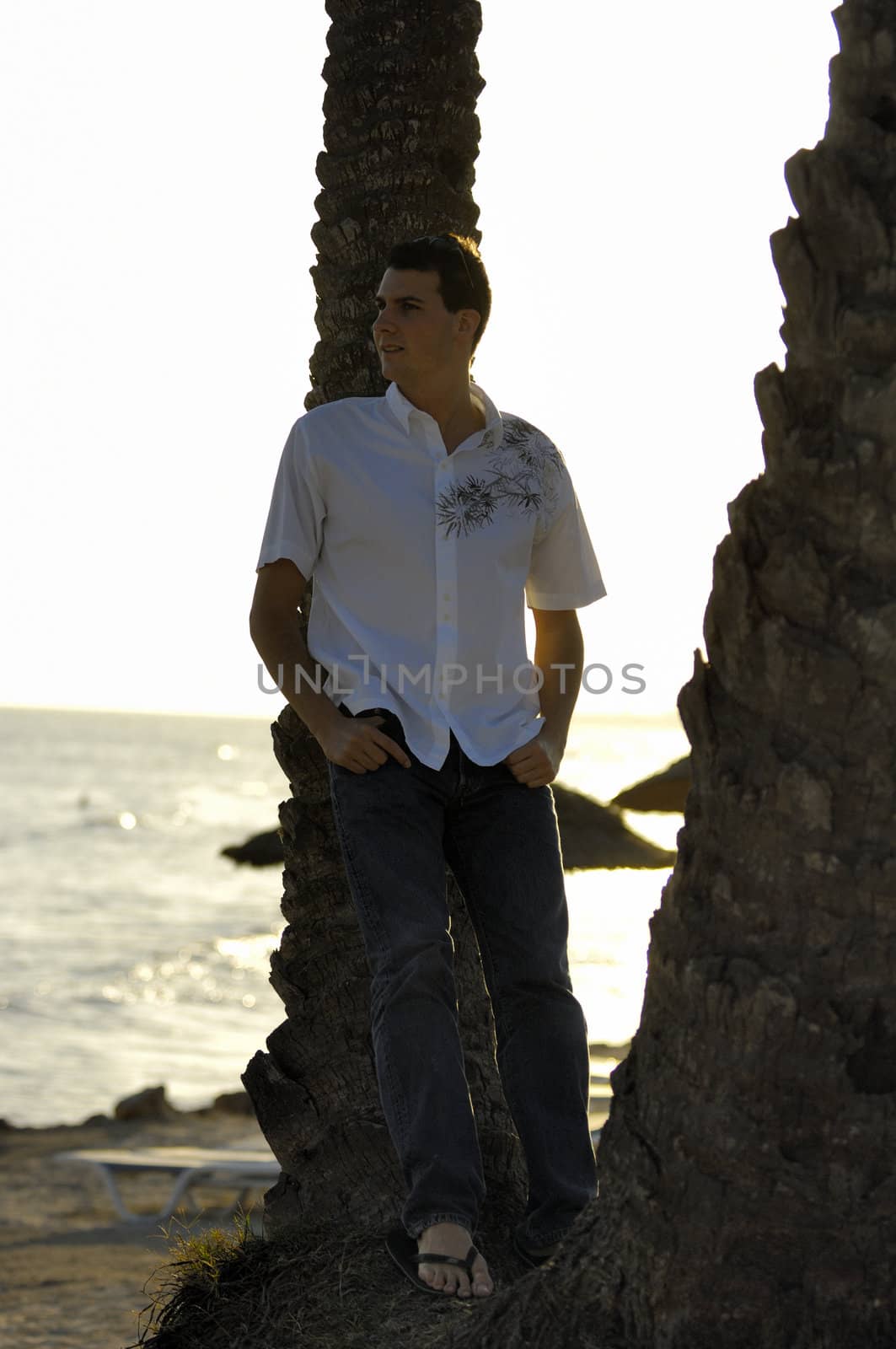 Man relaxing on the beach