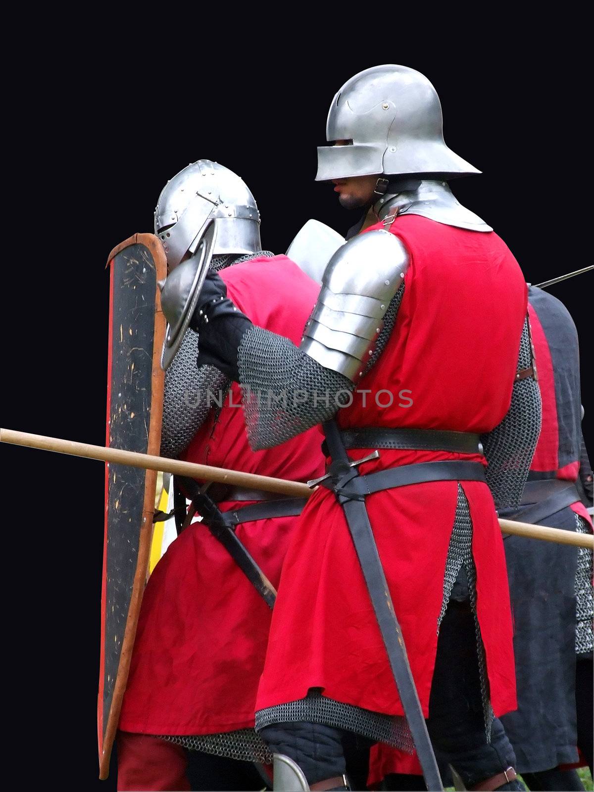 Group of medieval soldiers in a festival at Santa Maria da Feira, Portugal
